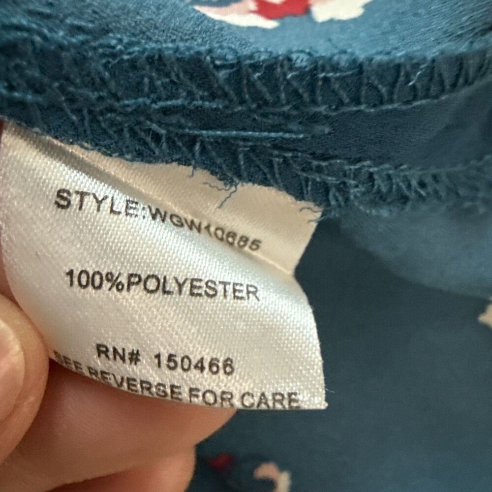 41 Hawthorne Stitch Fix Cap Sleeve Floral Blouse Medium Dark Teal Pink Flowers - Picture 4 of 5